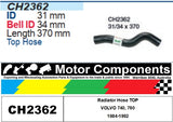Radiator Hose TOP CH2362 FOR VOLVO 740, 760 1984-1992