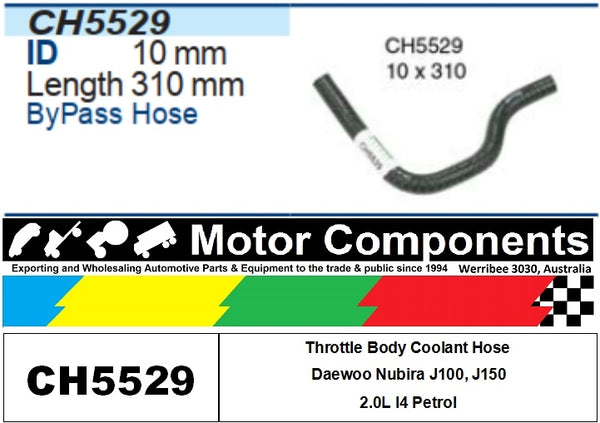 Throttle Body Coolant Hose CH5529 FOR Daewoo Nubira J100, J150 - 2.0L I4 Petrol