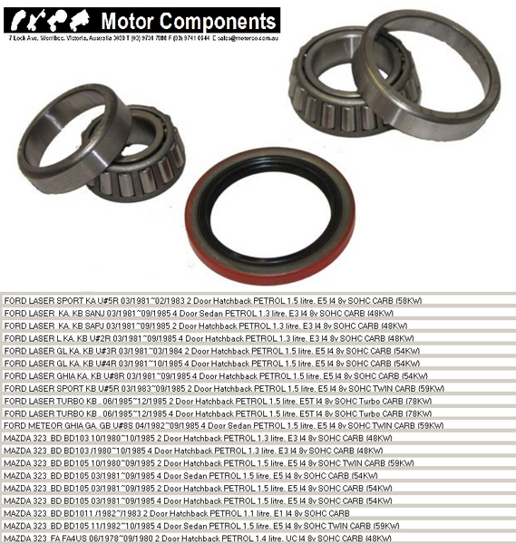WHEEL BEARING KIT REAR for FORD LASER KA KB 81> 1985 MAZDA 323 81>1984