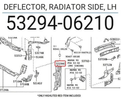 DEFLECTOR, RADIATOR SIDE, LH 5329406210