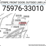STRIPE, FRONT DOOR, OUTSIDE LWR LH  7597633010