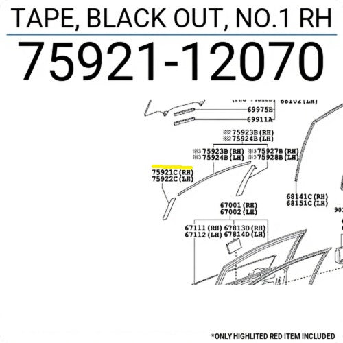 TAPE, BLACK OUT, NO.1 RH 7592112070
