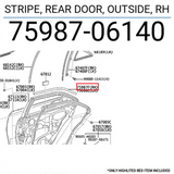 STRIPE, REAR DOOR, OUTSIDE, RH 7598706140