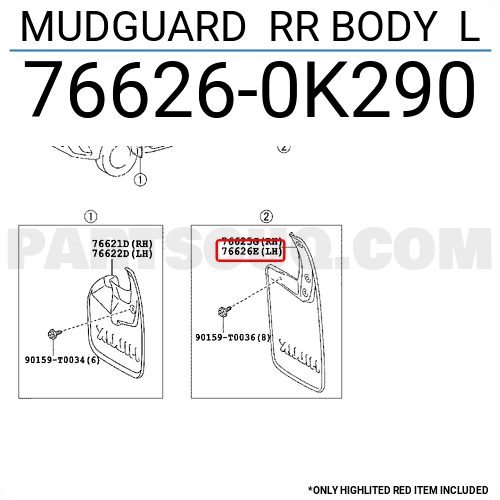 MUDGUARD RR BODY LH  766260K290