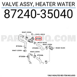 HEATER TAP VALVE ASSY, HEATER WATER 8724035040