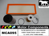 FILTER SERVICE KIT VW CADDY TDi250 CAYD TURBO DIESEL 2L & 1.6L 12/10 > 8/16