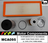 FILTER SERVICE KIT VW CADDY TDi250 CAYD TURBO DIESEL 2L & 1.6L 12/10 > 8/16