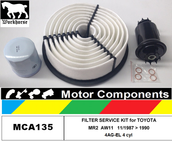 FILTER SERVICE KIT for TOYOTA MR2 AW11 4A-GEL 1.6L PETROL 11/87>1990