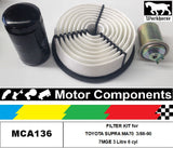 FILTER SERVICE KIT for TOYOTA SUPRA MA70 7MGE 3 Litre 6 cyl 3/86-90