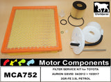 FILTER SERVICE KIT for TOYOTA AURION GSV50 2GR-FE 3.5L PETROL 04/12>10/17