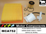 FILTER SERVICE KIT for TOYOTA AURION GSV50 2GR-FE 3.5L PETROL 04/12>10/17
