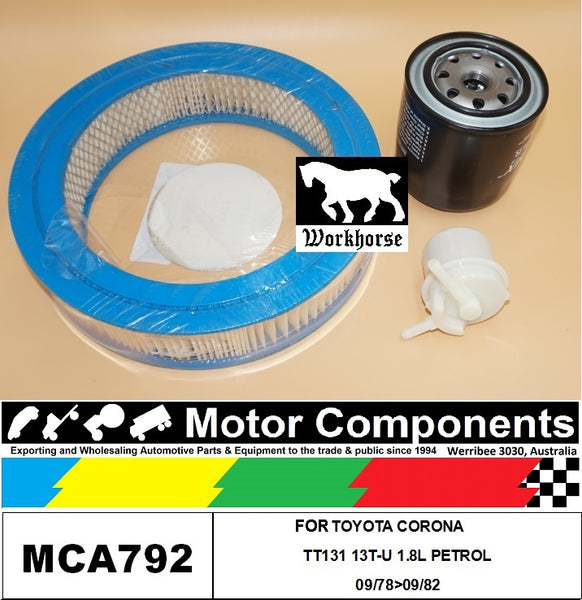 FILTER SERVICE KIT for TOYOTA CORONA TT131 13T-U 1.8L PETROL 09/78>09/82