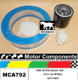 FILTER SERVICE KIT for TOYOTA CELICA TA41 12T-U 1.6L PETROL 08/77>06/81