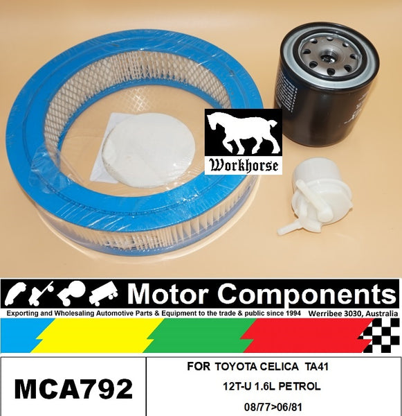 FILTER SERVICE KIT for TOYOTA CELICA TA41 12T-U 1.6L PETROL 08/77>06/81
