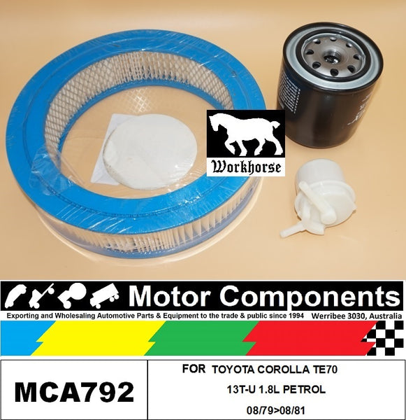 FILTER SERVICE KIT FOR TOYOTA COROLLA TE70 13T-U 1.8L PETROL 08/79>08/81