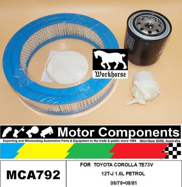 FILTER SERVICE KIT FOR TOYOTA COROLLA TE73V 12T-J 1.6L PETROL 08/79>08/81