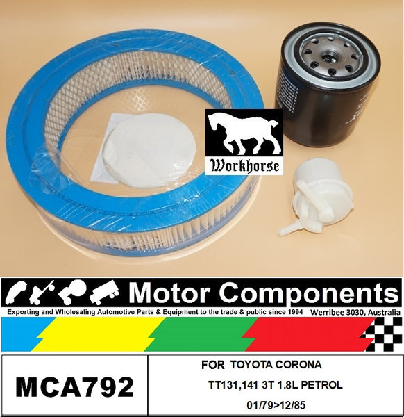 FILTER SERVICE KIT for TOYOTA CORONA TT131,141 3T 1.8L PETROL 01/79>12/85