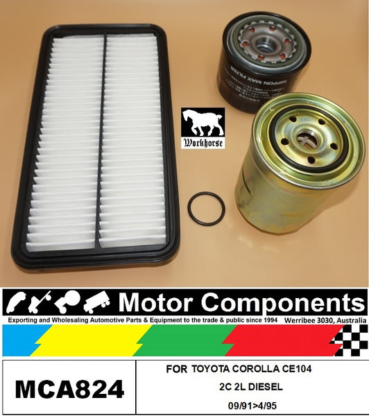 FILTER SERVICE KIT FOR TOYOTA COROLLA CE104 2C 2L DIESEL 09/91>4/95