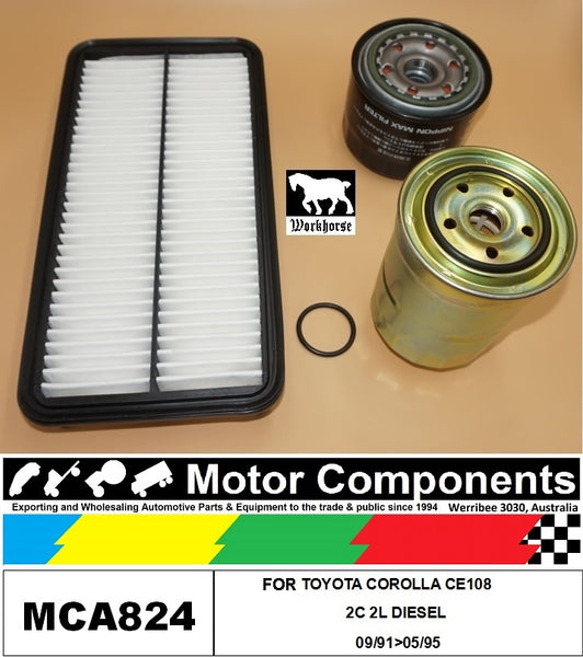 FILTER SERVICE KIT FOR TOYOTA COROLLA CE108 2C 2L DIESEL 09/91>05/95