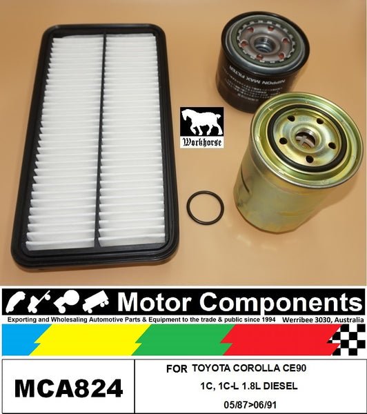 FILTER SERVICE KIT FOR TOYOTA COROLLA CE90 1C, 1C-L 1.8L DIESEL 05/87>06/91