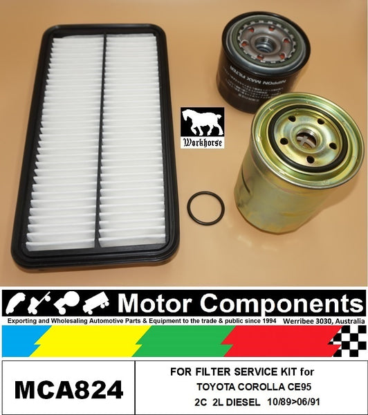 FILTER SERVICE KIT FOR TOYOTA COROLLA CE95 2C  2L DIESEL 10/89>06/91