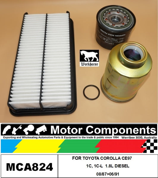 FILTER SERVICE KIT FOR TOYOTA COROLLA CE97 1C, 1C-L  1.8L DIESEL 08/87>06/91