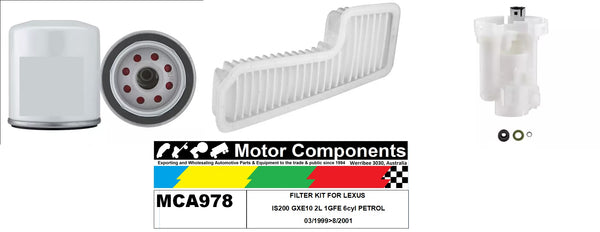 FILTER KIT FOR LEXUS IS200 GXE10 2L 1GFE 6cyl PETROL 03/1999>8/2001