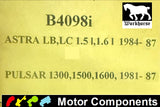 SPARK PLUGS & LEAD SET for GM ASTRA 1984> 1987 NISSAN PULSAR 1981>87