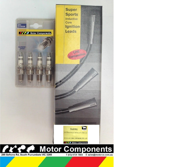 SPARK PLUGS & LEAD SET for GM ASTRA 1984> 1987 NISSAN PULSAR 1981>87