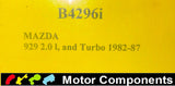 SPARK PLUG & LEAD SET for MAZDA 929  2 Litre 1982 > 1987