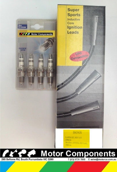 SPARK PLUGS & IGNITION LEADS for FORD LASER 1987 > 94 MAZDA 323 ASTINA 1989>94
