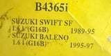 SPARK PLUG & IGNITION LEADS for SUZUKI SWIFT SF416 89>1995 BALENO SY416 95>2001