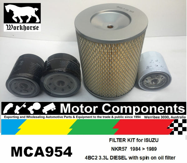 FILTER KIT for ISUZU NKR57 4BC2 3.3L DIESEL with spin on oil filter 1984>1989