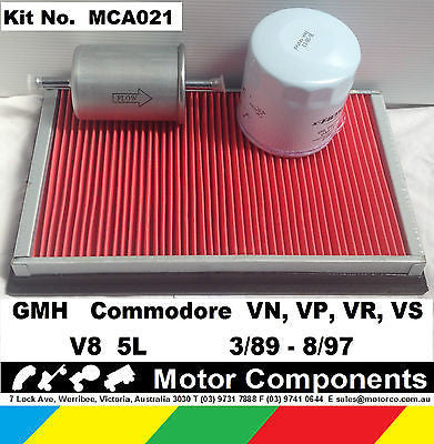 FILTER SERVICE KIT Oil Fuel Air HOLDEN Commodore VN VP VR VS V8 5L 3/89-8/97