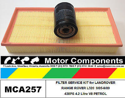 FILTER KIT for LANDROVER RANGE ROVER L320 428PS 4.2 Litre V8 PETROL 9/05-9/09