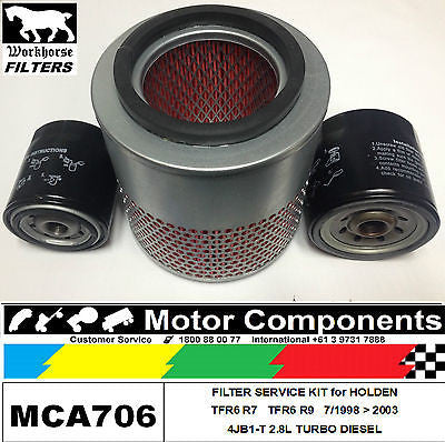 FILTER SERVICE KIT Air Fuel Oil for HOLDEN RODEO TFR6 R7, R9 4JB1-T 2.8L TURBO