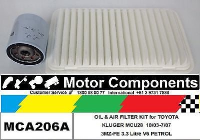 for TOYOTA KLUGER MCU28  3MZ-FE 3.3 Litre V6 PETROL 10/03-7/07 OIL AIR FILTER KI
