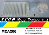 for TOYOTA KLUGER MCU28 3MZ-FE 3.3 Litre V6 PETROL 10/03-7/07 FILTER KIT Air Oil