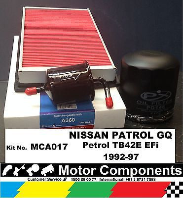 FILTER SERVICE KIT for NISSAN PATROL GQ Y60 PETROL TB42E MPFI 1992-97
