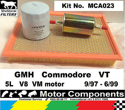FILTER SERVICE KIT Oil Air Fuel HOLDEN Commodore VT 5L V8 VM motor 9/1997-6/1999