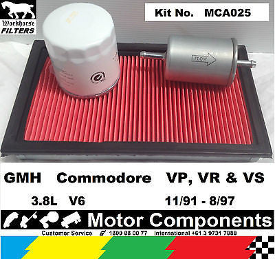FILTER SERVICE KIT Oil Fuel Air HOLDEN Commodore VP VR VS 3.8L V6 11/91-8/97