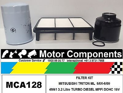 FILTER KIT for MITSUBISHI TRITON ML 4M41 3.2L TURBO DIESEL Oil Fuel Air 06-6/09