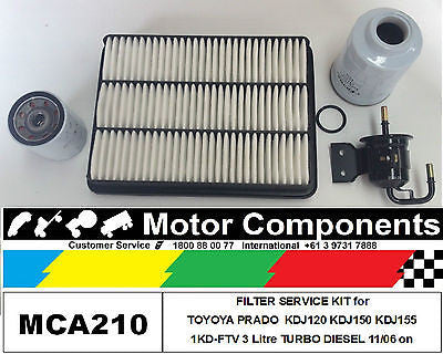 FILTER KIT for TOYOTA PRADO KDJ120 KDJ150 KDJ155 Turbo Diesel 3L 1KD-FTV 06 on