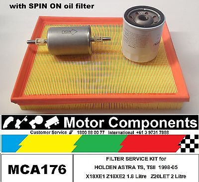 HOLDEN ASTRA TS TSII FILTER SERVICE KIT 1998-07 Air Fuel with SPIN ON oil filter
