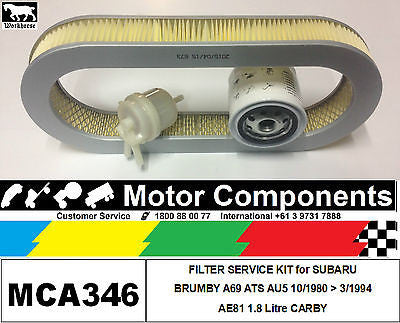 FILTER SERVICE KIT Oil Air for SUBARU BRUMBY A69 AT5 AU5 EA81 1.8L CARBY 1980>94