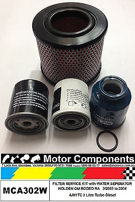FILTER KIT with water separator HOLDEN RODEO RA 4JH1TC 3L Turbo Diesel 2003>2008
