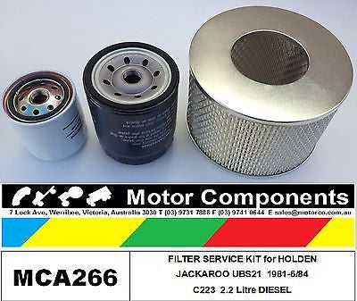 FILTER SERVICE KIT for HOLDEN JACKAROO UBS21 C223 2.2 Litre Diesel 1981-1984