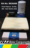 Service Kit Air Fuel & Oil Filters Ford Falcon AU 6 Cyl BEAM REAR AXLE 1998 > 02