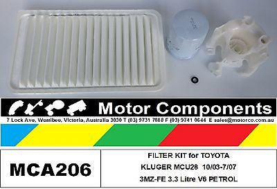 for TOYOTA KLUGER MCU28 3MZ-FE 3.3 Litre V6 PETROL 10/03-7/07 FILTER KIT Air Oil