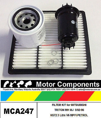 MITSUBISHI  TRITON MH MJ 6G72 3 Litre MPFI 8/92-96 FILTER SERVICE KIT